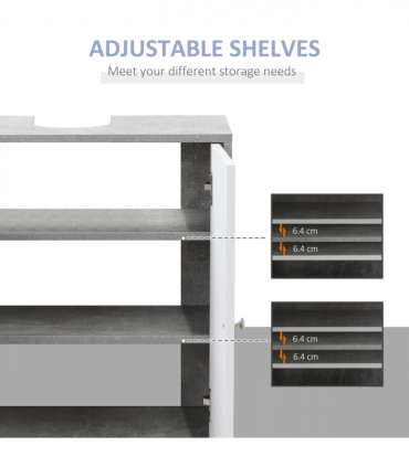 kleankin Bathroom Pedestal Under Sink Cabinet with Storage Shelf Double Door