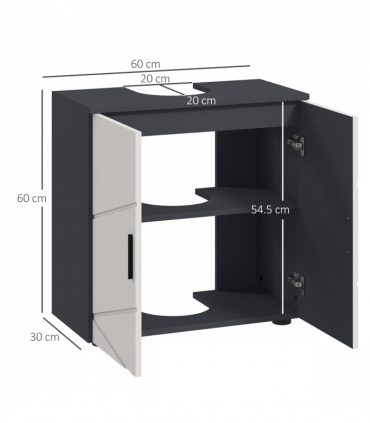 kleankin Bathroom Vanity Unit, Pedestal Sink Cabinet with Shelf, Light Grey