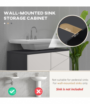 kleankin Bathroom Vanity Unit, Under Sink Cabinet with Shelf, Light Grey