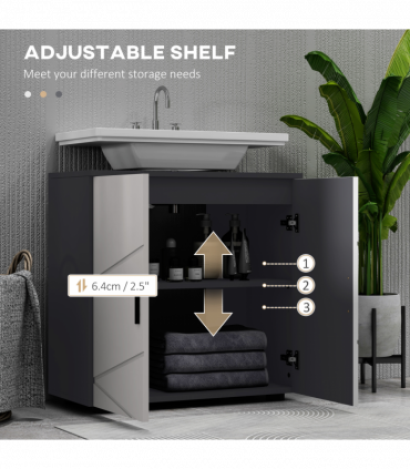 kleankin Bathroom Vanity Unit, Under Sink Cabinet with Shelf, Light Grey