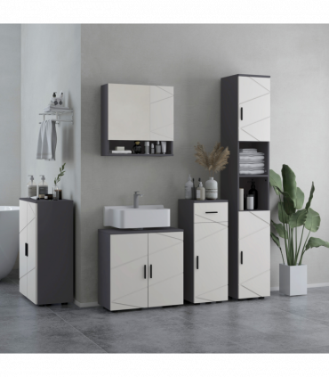 kleankin Bathroom Vanity Unit, Under Sink Cabinet with Shelf, Light Grey