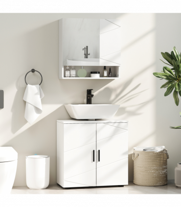 kleankin Bathroom Vanity Unit, Under Sink Cabinet with Shelf, White