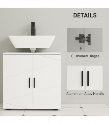 kleankin Bathroom Vanity Unit, Under Sink Cabinet with Shelf, White