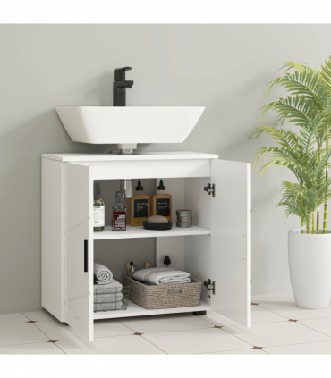 kleankin Bathroom Vanity Unit, Under Sink Cabinet with Shelf, White