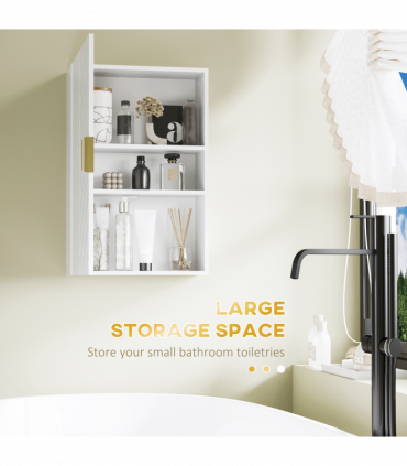 kleankin Bathroom Wall Cabinet with Adjustable Shelves for Hallway, Living Room