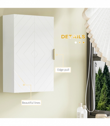 kleankin Bathroom Wall Cabinet with Adjustable Shelves for Hallway, Living Room