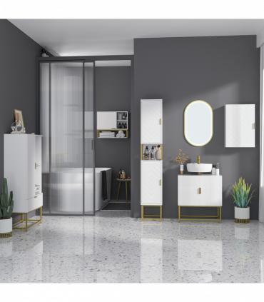 kleankin Bathroom Wall Cabinet with Adjustable Shelves for Hallway, Living Room