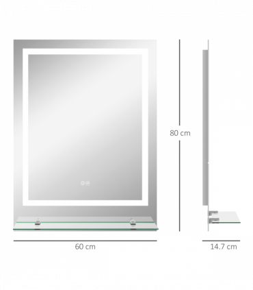 kleankin Dimmable Bathroom Mirror with LED Lights, 3 Colours, Defogging Film