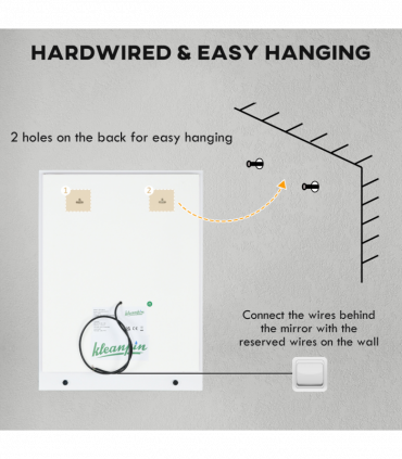 kleankin Dimmable Bathroom Mirror with LED Lights, 3 Colours, Defogging Film