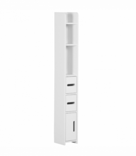 kleankin Freestanding Bathroom Cabinet w/ Open Shelves 3 Cupboards, White
