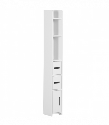 kleankin Freestanding Bathroom Cabinet w/ Open Shelves 3 Cupboards, White