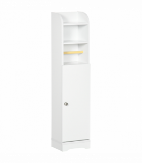 kleankin Freestanding Bathroom Storage Unit with Adjustable Shelf, White