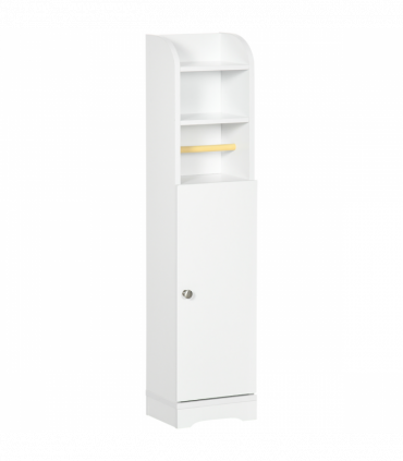 kleankin Freestanding Bathroom Storage Unit with Adjustable Shelf, White