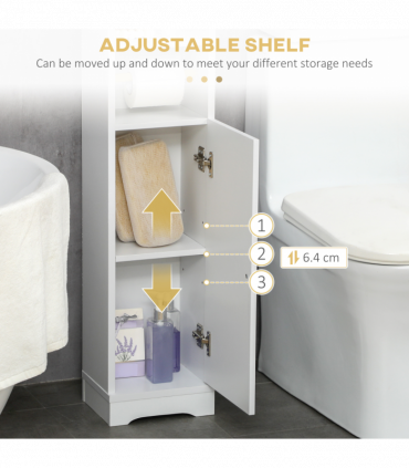 kleankin Freestanding Bathroom Storage Unit with Adjustable Shelf, White