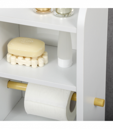 kleankin Freestanding Bathroom Storage Unit with Adjustable Shelf, White