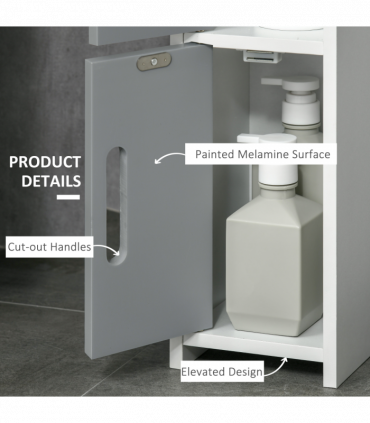 kleankin Freestanding Tall Bathroom Cabinet W/ Open Shelves 3 Cupboards, Grey