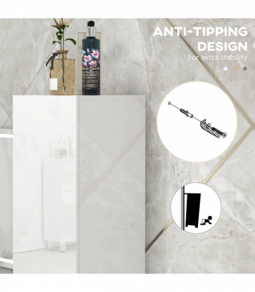 kleankin High Gloss Bathroom Floor Cabinet Storage Cupboard with Doors