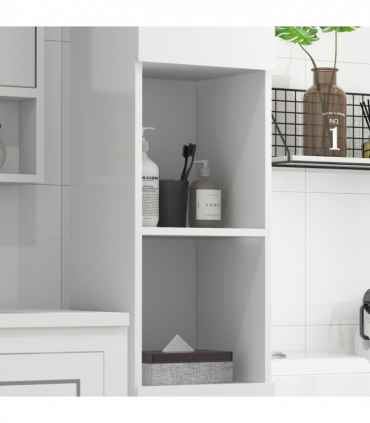 kleankin High Gloss Bathroom Floor Cabinet Storage Cupboard with Doors