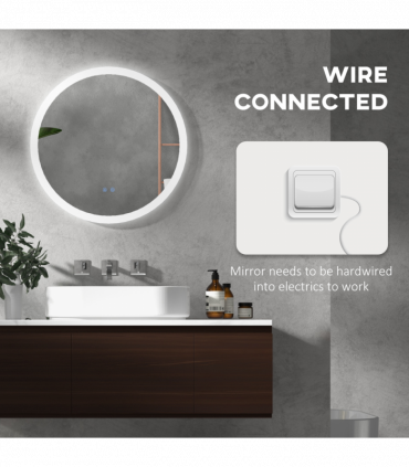 kleankin Illuminated Bathroom Mirror with LED Lights, 3 Colours, Defogging Film