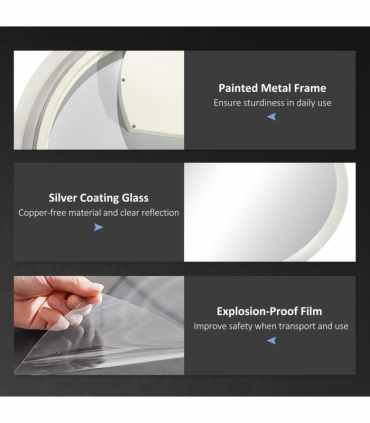 kleankin Illuminated Bathroom Mirror with LED Lights, 3 Colours, Defogging Film