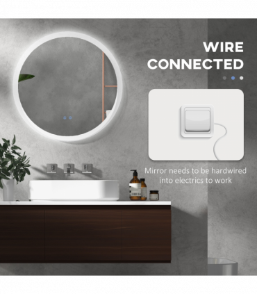 kleankin Illuminated Bathroom Mirror with LED Lights, 3 Colours, Defogging Film