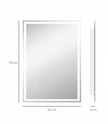 kleankin Illuminated Bathroom Mirror with LED Lights, 3 Colours, Defogging Film