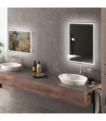 kleankin Illuminated Bathroom Mirror with LED Lights, 3 Colours, Defogging Film