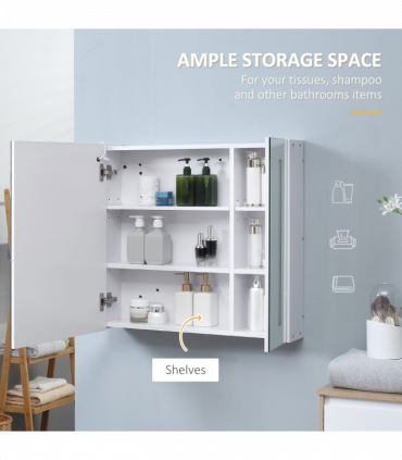 kleankin LED Illuminated Mirror Cabinet  Lights, Touch Switch, for Bathroom