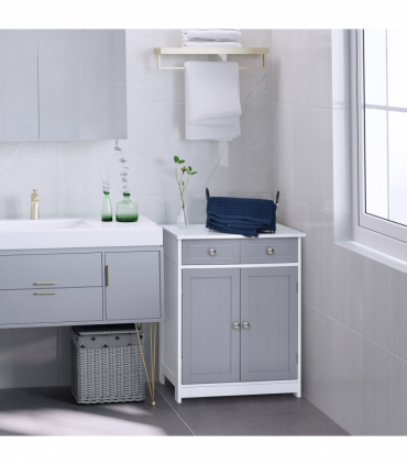 kleankin MDF 2-Drawer Bathroom Cabinet Bathroom Freestanding Cabinet Grey