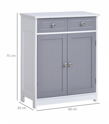 kleankin MDF 2-Drawer Bathroom Cabinet Bathroom Freestanding Cabinet Grey