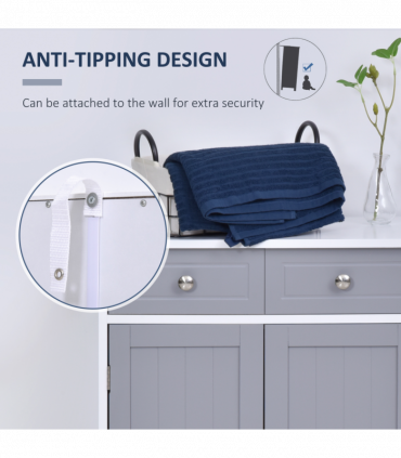 kleankin MDF 2-Drawer Bathroom Cabinet Bathroom Freestanding Cabinet Grey