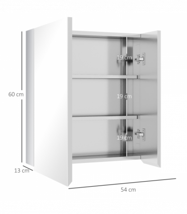 kleankin Medicine Cabinet with Mirror, Wall-Mounted Bathroom Mirror Cabinet