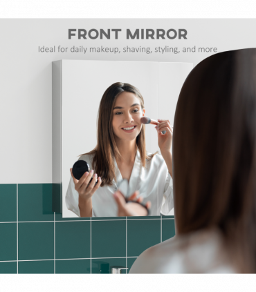 kleankin Medicine Cabinet with Mirror, Wall-Mounted Bathroom Mirror Cabinet