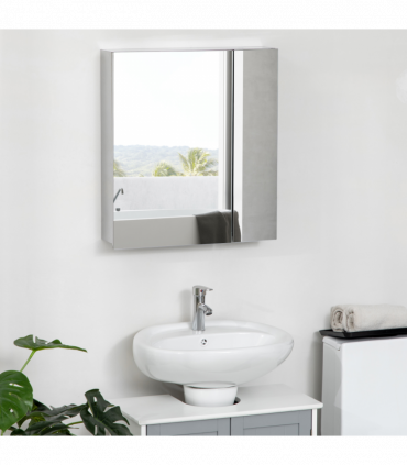 kleankin Medicine Cabinet with Mirror, Wall-Mounted Bathroom Mirror Cabinet