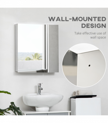 kleankin Medicine Cabinet with Mirror, Wall-Mounted Bathroom Mirror Cabinet