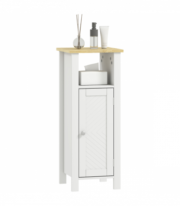 kleankin Narrow Bathroom Storage Cabinet with Open Shelf, White