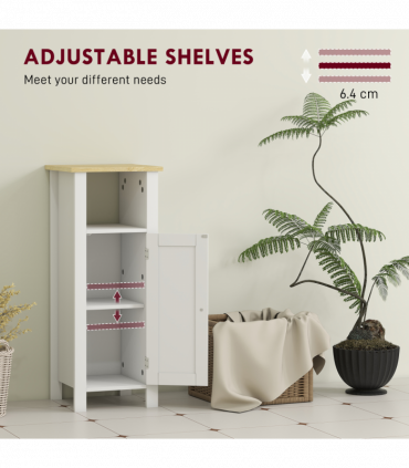 kleankin Narrow Bathroom Storage Cabinet with Open Shelf, White