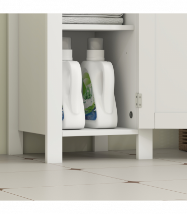 kleankin Narrow Bathroom Storage Cabinet with Open Shelf, White