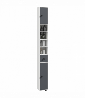 kleankin Slim Bathroom Cabinet, Toilet Roll Storage w/ Open Shelves, Grey