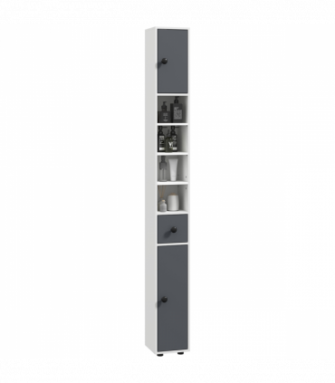 kleankin Slim Bathroom Cabinet, Toilet Roll Storage w/ Open Shelves, Grey