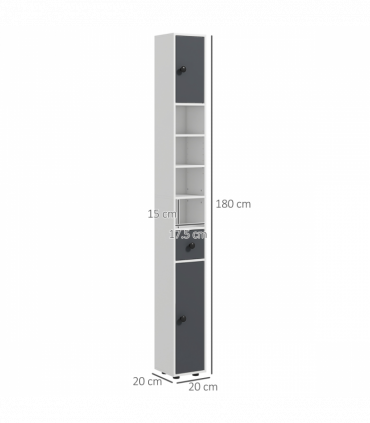 kleankin Slim Bathroom Cabinet, Toilet Roll Storage w/ Open Shelves, Grey