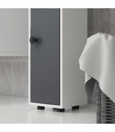 kleankin Slim Bathroom Cabinet, Toilet Roll Storage w/ Open Shelves, Grey