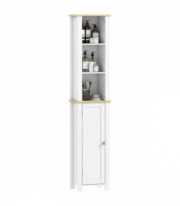 kleankin Slim Bathroom Storage Unit with Open Compartment, White