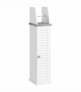 kleankin Slim Toilet Roll Storage Unit with Cupboard and Adjustable Shelf, White