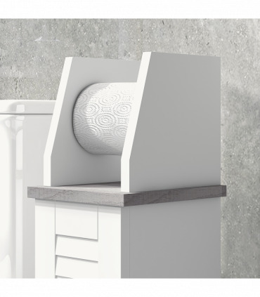 kleankin Slim Toilet Roll Storage Unit with Cupboard and Adjustable Shelf, White