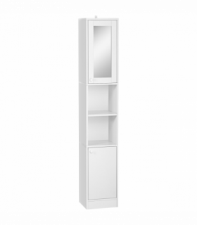 kleankin Tall Bathroom Storage Cabinet Narrow Freestanding Cabinet with Mirror