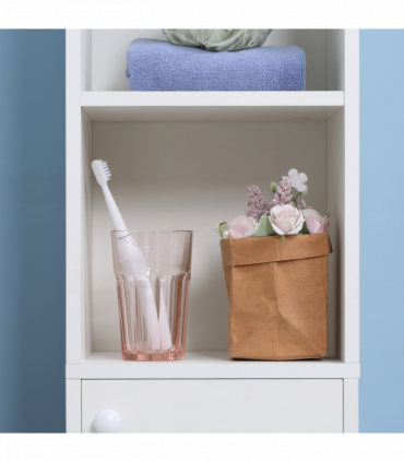 kleankin Tall Bathroom Storage Cabinet Narrow Freestanding Cabinet with Mirror