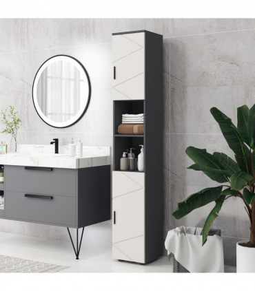 kleankin Tall Bathroom Storage Cabinet, Slim Bathroom Cabinet with Soft Close