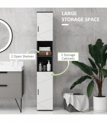 kleankin Tall Bathroom Storage Cabinet, Slim Bathroom Cabinet with Soft Close