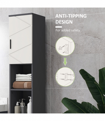 kleankin Tall Bathroom Storage Cabinet, Slim Bathroom Cabinet with Soft Close